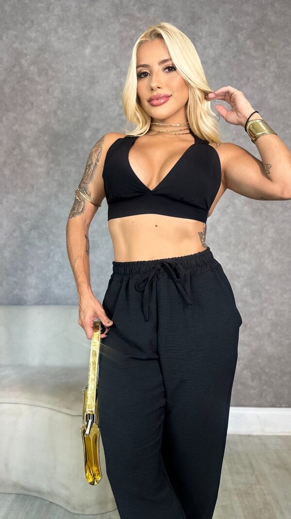Top viscose preto